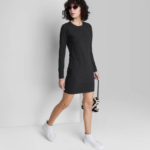 Women's Long Sleeve Cut Out Detail Knit Bodycon Dress - Wild Fable ...