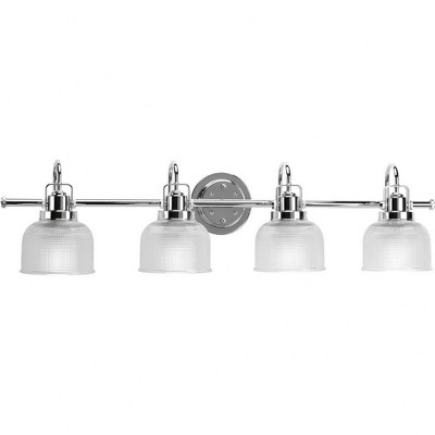 Progress Lighting Archie 4-Light Wall Light in Chrome with Prismatic Glass Shade