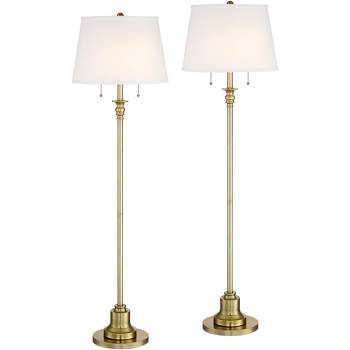 360 Lighting Spenser Traditional 58" Tall Standing Floor Lamps Set of 2 Lights Pull Chain Gold Metal Brushed Antique Brass Finish Living Room Bedroom