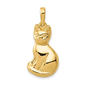 Black Bow Jewelry 14k Yellow Gold Large Polished Cat Pendant - 1 of 4