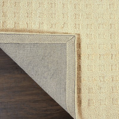 Handmade Ivory Wool Runner Rug with Shadowbox Design