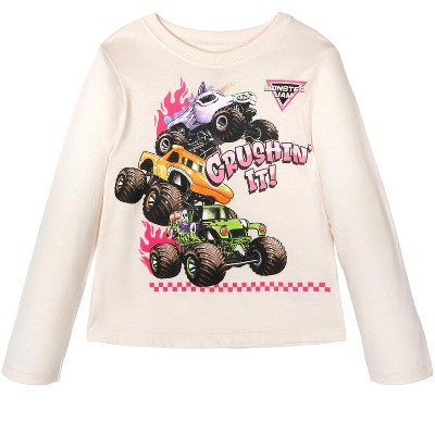 Monster Jam Grave Digger El Toro Loco Sparkle Smash Little Girls 2 Pack Peplum Long Sleeve T-Shirts Beige / Lilac Pink 7-8 — фото 2