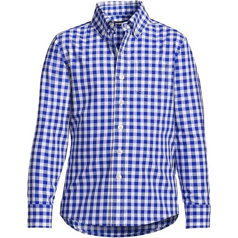 Lands' End Kids Long Sleeve Poplin Shirt - X-large - Rich Sapphire Check :  Target