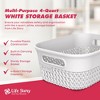 Life Story Small Storage Basket, Decorative Plastic Home Organizer, Lightweight Versatile Tub with Built-In Handles, 4 Quart, White - 2 of 4