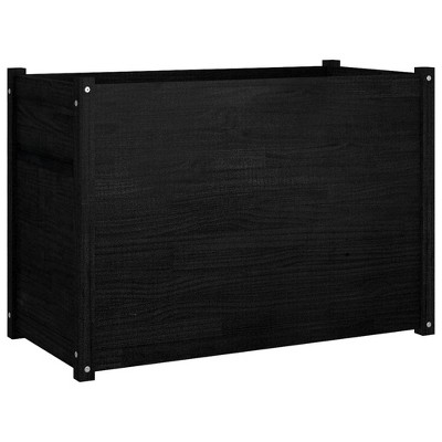 vidaXL Solid Wood Garden Planter - Pine - Rectangular - Black - Large - Weather-Resistant - Outdoor - Flowers and Plants