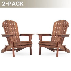 Rbied Wooden Outdoor Foldable Adirondack Chair Patio Chair Set of 2, Half Assembled - 1 of 4