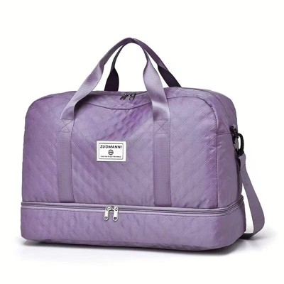Luupatchy Three-Dimensional Diamond Patterned Travel Bag, Dry Wet Separation , For Travel, Fitness Yoga, Weekend Tote Overnight Bag,Light Purple