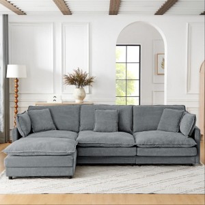 TIRAMISUBEST Cloud Couch Sectional L Shaped Sofa with Storage Ottoman Convertible Lounge Breathable Fabric Sofa Oversized 4 Seat Couch - 1 of 4