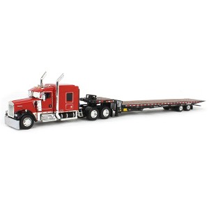 First Gear DCP 1/64 Black/Red Kenworth W900L Landoll 440B-50CA Traveling Axle Trailer 60-2034 - 1 of 4