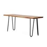 Plumb Handcrafted Modern Industrial Acacia Wood Dining Bench with Hairpin Legs Natural/Black - Christopher Knight Home
