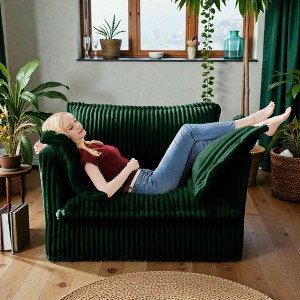 Mshliw Upholstered Deep Seat Sofa with Removable Covers, High Back Pillows, Corduroy Fabric,Single Sofa, Thick Cushion Seating and Sturdy Wood Frame - 1 of 4