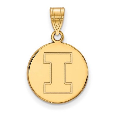 Black Bow Jewelry 14k Yellow Gold Illinois Fighting Illini NCAA Medium Pendant