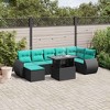 vidaXL 8 Piece Garden Sofa Set with Cushions Black Poly Rattan - Black without storage - 2 of 4