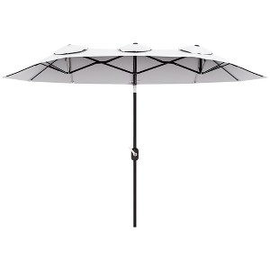 Outsunny 9.5' Double-sided Patio Umbrella with 3 Air Vents, Tilt and Crank, Outdoor Umbrella - 1 of 4