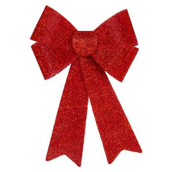 Northlight 17" LED Lighted Red Tinsel Bow Christmas Decoration with Color Changing Lights