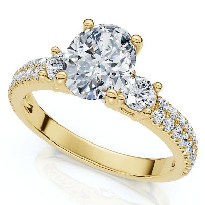 Pompeii3 1 1/3Ct Oval Diamond Engagement Ring 14k Gold or Platinum Lab Created EF/VS
