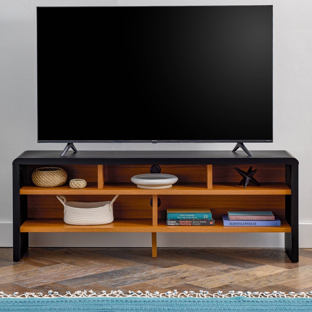 Photos - Mount/Stand Brookside Home Fern Rounded Wood TV Stand for TVs up to 65" Black/Oak Blac