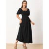Allegra K Women's Square Neck Ruched Summer Maxi Dresses - 4 of 4