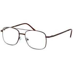 Calabria 8151 Mens Aviator Reading Glasses | Lightweight & Comfortable | Metal Frame | Silicone Nose Pads | 5.25 x 1.6 | Brown | +1.50 - 1 of 4