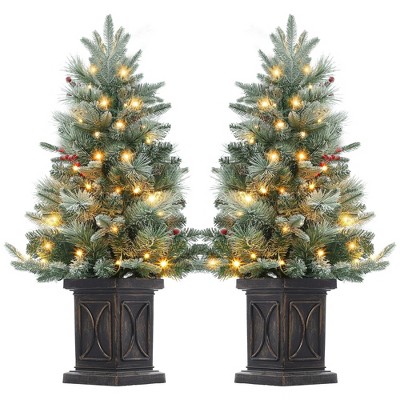 3 Ft Pre-Lit Christmas Tree, Artificial Christmas Trees with Base, Xmas Trees with 78  Lights