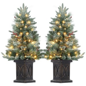 3 Ft Pre-Lit Christmas Tree, Artificial Christmas Trees with Base, Xmas Trees with 78  Lights - 1 of 4