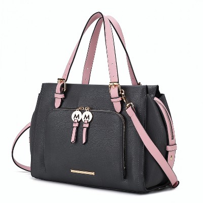 MKF Collection Elise Vegan Leather Color-block Women’s Satchel Bag by Mia K