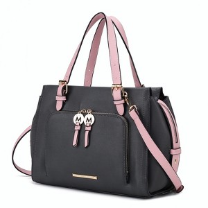 MKF Collection Elise Vegan Leather Color-block Women’s Satchel Bag by Mia K - Charcoal Pink - 1 of 4