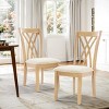 Set of 2 Modern Boucle Dining Chairs, Off-White Upholstered Seats with Rubberwood Legs, High-Density Foam, Easy Assembly-Cuddlewood - 3 of 4