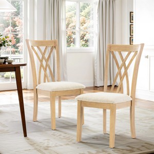 Farmhouse Dining Chair Set of 2 with Cross Back,Thick Padded Seat and Rubberwood Legs for Dining Room Kitchen-Baofuwish - 1 of 4