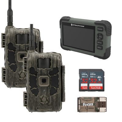 Stealth Cam 40MP Deceptor Max Cellular Trail Camera with Card Viewer 32GB Memory Cards and Card Reader(2 Pack)