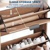 Narrow Shoe Cabinet Storage for Entryway, Modern Fluted Shoe Rack Organizer with 2 Flip Drawers and an Open Shelf for Hallway, Living Room - 3 of 4