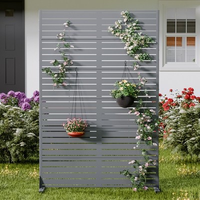 Lirago 72 in. Galvanized Metal Outdoor Privacy Screens Garden Outdoor Fence Gray