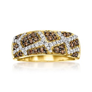 Ross-Simons 0.30 ct. t.w. Smoky Quartz and .20 ct. t.w. White Topaz Giraffe-Print Ring in 18kt Gold Over Sterling Size 5 - 1 of 4