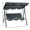 3-Seat Outdoor Patio Swing Chair w/ Cushion, Steel Frame Stand, Adjustable Tilt Canopy for Patio, Garden - 3 of 4