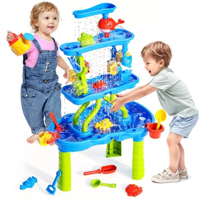 Skirfy Water Table for Toddlers, 4-Tier Kids Sand Water Table, Activity Sensory Play Table Toys for Toddlers, Summer Gift Toys for Outside Backyard