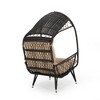 Lyngins Outdoor Wicker Standing Basket Chair in Faux Rattan and Iron Frame, Patio Accent Chair with Cushion, Outdoor Chair for Backyard/Patio - 4 of 4