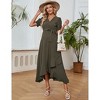 Coolmee Maternity Puff short Sleeve Maxi Dress V Neck Pregnancy Dresses for Baby Shower Photoshoot - 3 of 4