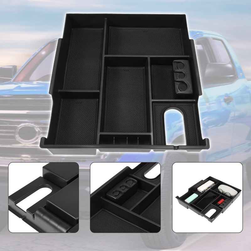 Unique Bargains Car Center Console Organizer Armrest Storage Box for Toyota Tundra 14-19 14.17"Black, 2 of 8