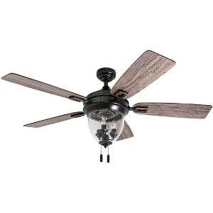 Honeywell Ceiling Fans Glencrest 52 Inch Ceiling Fan with LED Light and Pull Chain Control, Indoor/Outdoor Fan, 5 Contemporary Blades, Bronze - 1 of 4