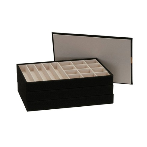New 2 White Plastic Full-Size Stackable Jewelry Storage Display Trays case 