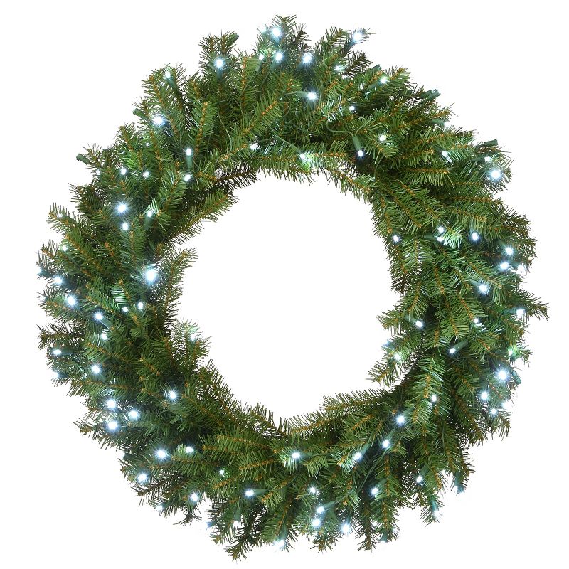 30" Prelit LED Memory Shape Norwood Fir Christmas Wreath White Lights - National Tree Company, 1 of 8
