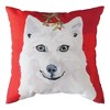 White 18"x18" Pillow –Christmas Animals Design – Owl & Wolf by Manual Woodworkers & Weavers - 3 of 3