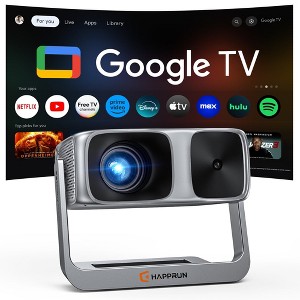 2000 ANSI Official Licensed Google TV Smart Projector 4K Full HD, with Wifi and Bluetooth, HAPPRUN Home Theater with 270° Stand - 1 of 4