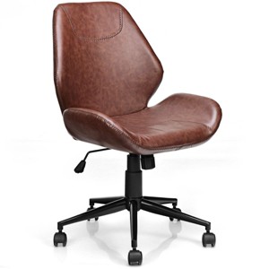 Office Home Leisure Chair Mid-Back Upholstered Swivel Height Adjustable Rolling - 1 of 4