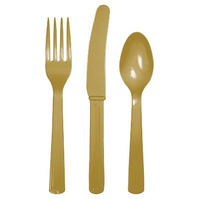 Cutlery/Plastic/Assorted Disposable Flatware Set Gold - Spritz™