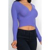 Slickblue Women's Long Sleeve Ribbed Wrap Top, V-Neck Fitted Knit Shirt, Color Options, Size S-L - 4 of 4
