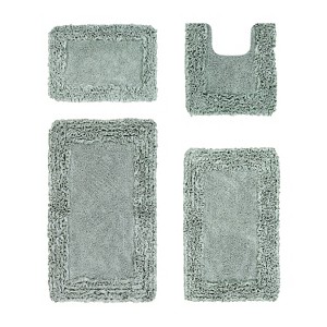 Shaggy Border Collection 4-Piece Bath Rug Set 100% Cotton Tufted Weave Ruffle Border Pattern Bathroom Rug for Machine Washable Bathmat - 1 of 4