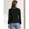 Allegra K Women's Contrast Collar Long Sleeve Office Button Down Shirts - 3 of 3