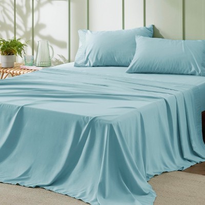King Size Sheets Set - 4 Pieces Soft King Sheets - Breathable & Cooling - Hotel Luxury - Easy Care Polyester Microfiber Bedding for Women, Men, Spa Bl