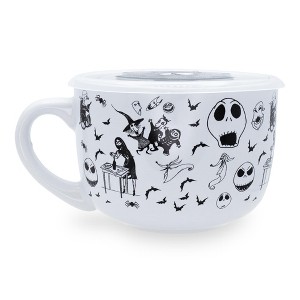 Silver Buffalo Disney The Nightmare Before Christmas Scary Citizens Ceramic Soup Mug With Lid - 1 of 4